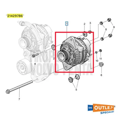 Volvo Penta - 28V Alternator 110 Amp - 21429786 product image