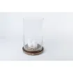 Marricreo - Large Glass Candle Holder with Wooden Base - MA1089 product image