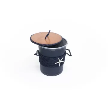 Marricreo - Large Coated Metal Bin with Wooden Lid - MA1300 product image