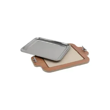 Marricreo - Large Rectangular Serving Tray Wood/Steel - MA1623 product image