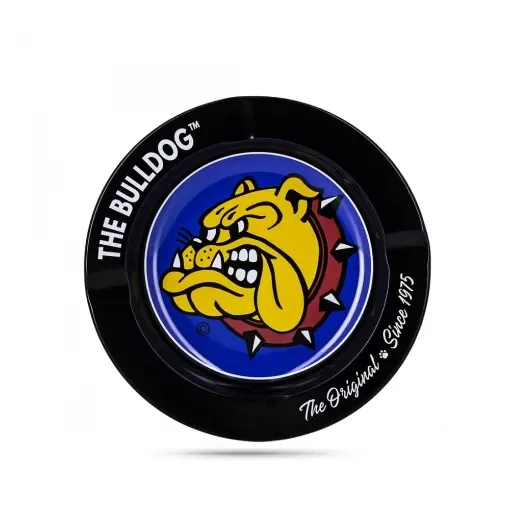 The Bulldog - Black Round Metal Ashtray with 4 Notches product image