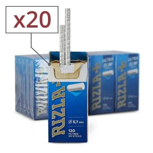 Rizla+ - Ultra Slim Filters in Sticks - Cartridge of 20 Boxes product image