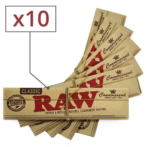 RAW - Slim Rolling Paper with Tips - Lot of 10 product image