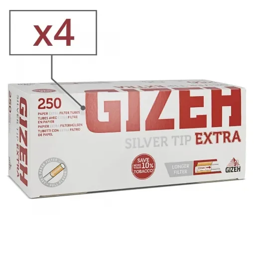 Gizeh - Box of 250 Silver Tip Extra Tubes - 4 Boxes product image