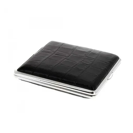 smoking - Croco-Style Leather Cigarette Case Black product image