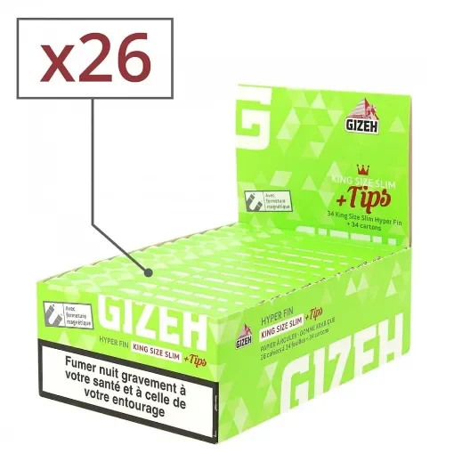 Gizeh - Slim Hyper Fin Rolling Papers with Tips - Pack of 26 product image