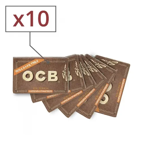 OCB - Slim Virgin Rolling Paper Rolls with Tips - X 10 product image