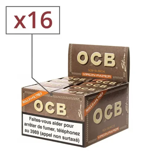 OCB - Slim Virgin Rolling Paper Rolls with Tips - 16 Pack product image