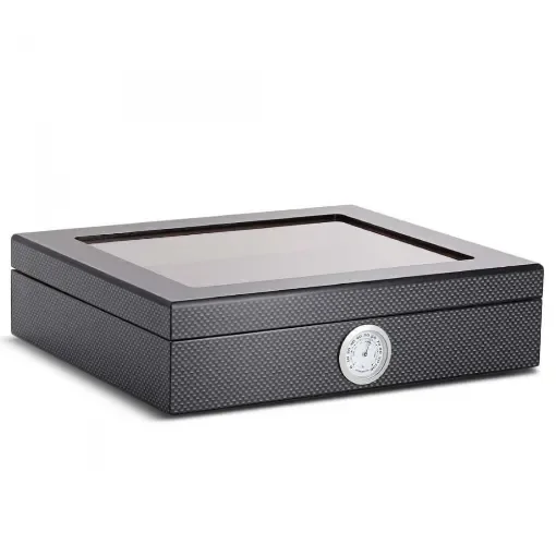 smoking - Glass Carbon Cigar Box - 25 Capacity product image