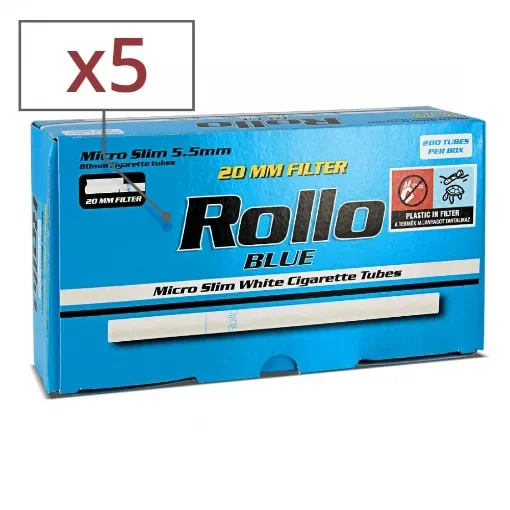 Rollo - Box of 200 Blue Micro Slim Tubes - 5 Pack product image