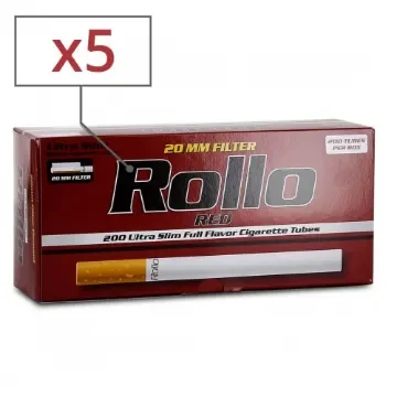 Rollo - Box of 200 Red Ultra Slim Tubes - 1000 Tubes product image