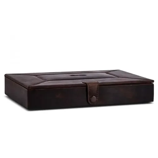 smoking - Brown Leather Cigar Box with Humidifier product image