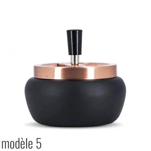 smoking - Black Metal and Copper Round Push Ashtray product image