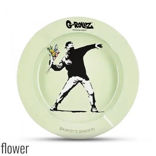 G-rollz - Banksy Graffiti Flower Round Metal Ashtray product image