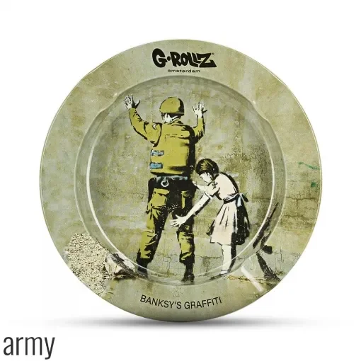 G-rollz - Banksy Graffiti Army Round Metal Ashtray product image