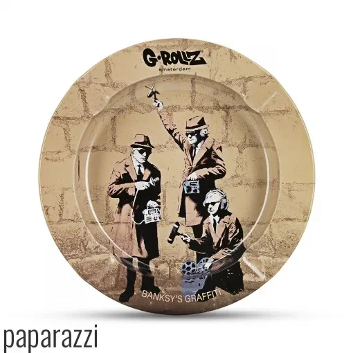 G-rollz - Round Metal Ashtray Paparazzi - Banksy Licensed product image