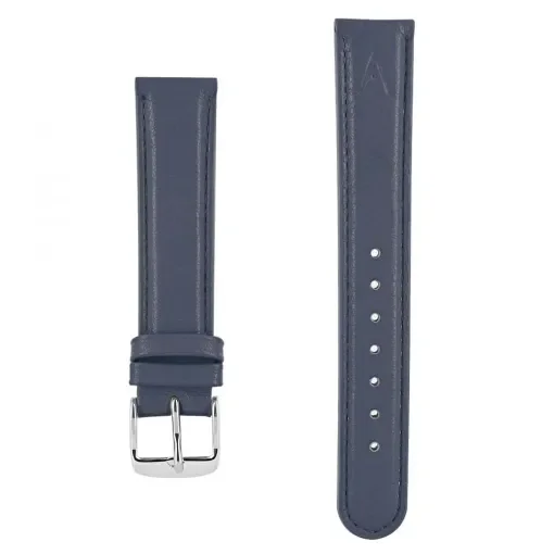 Akteo - Leather Watch Strap Duck Blue 18mm with Silver Buckle product image