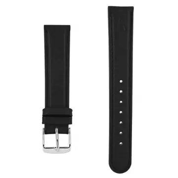 Akteo - Leather Watch Strap 18mm Black with Silver Buckle product image