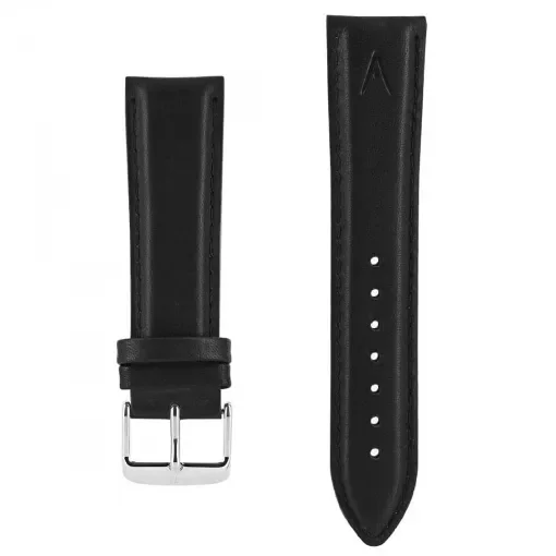 Akteo - Leather Watch Strap 22mm Black with Silver Buckle product image
