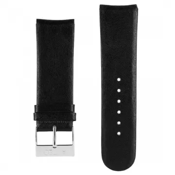 Akteo - Flat Leather Watch Strap 24mm Black with Silver Buckle product image