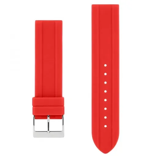 Akteo - Silicone Watch Strap 22mm Red with Silver Buckle product image