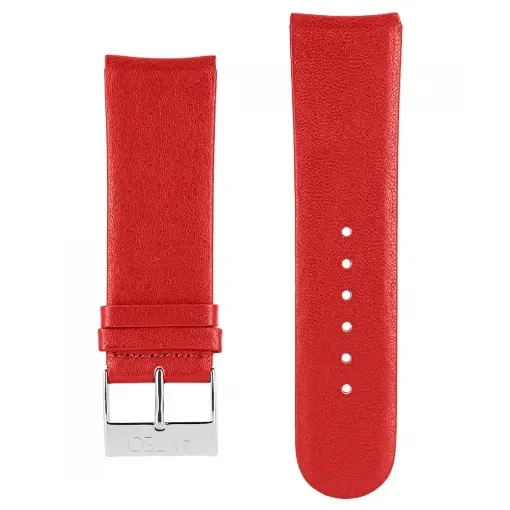 Akteo - Flat Leather Watch Strap Red 25mm - Silver Buckle product image