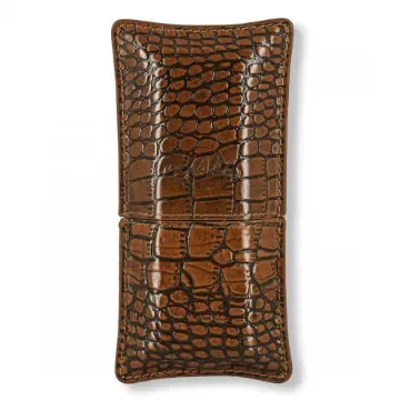 Art & Volutes - Double Cigar Case Tan Leather with Croc Effect product image