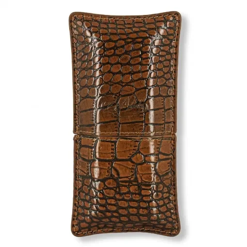 Art & Volutes - Double Cigar Case Tan Leather with Croc Effect product image