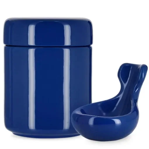 smoking - Blue Ceramic Tobacco Jar and Pipe Holder product image