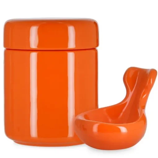 smoking - Orange Ceramic Pipe Holder and Tobacco Jar product image