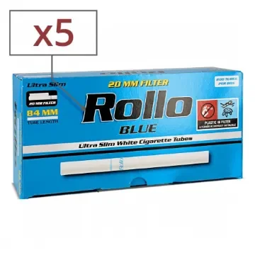 Rollo - Ultra Slim 84mm Blue Tubes - 5 Boxes of 200 product image