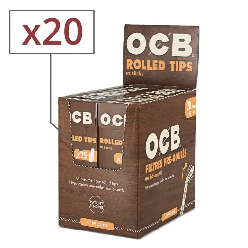 OCB - 20 Boxes of 25 Unbleached Pre-Rolled Cardboard Filters product image