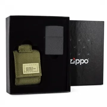 Zippo - Black Crackle Lighter with Khaki Case product image