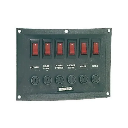 Osculati - Horizontal Electric Panel with 6 Illuminated Switches - 14.103.32 product image