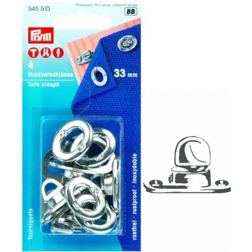 PRYM - 33mm Turn Clasps, Silver-Coloured - 545510 product image