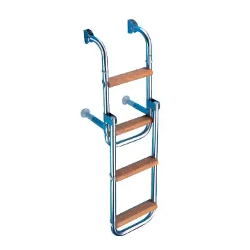 CABESTO - Stainless Steel Boat Ladder with Wooden Steps - 3, 4, or 5 Steps product image