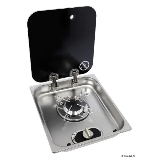 Osculati - Stainless Steel 1-Burner Cooktop with Glass Lid - 50.714.02 product image