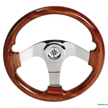 Osculati - SS+Mahogany Steering Wheel 350 mm - 45.174.35 product image