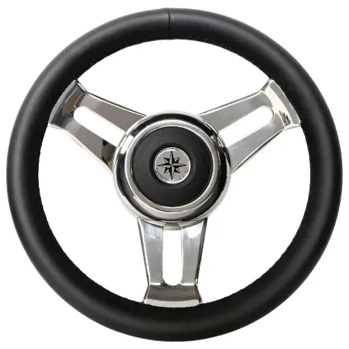 Osculati - Stainless Steel Spoke Steering Wheel with Leather Rim - 45.137.01 product image