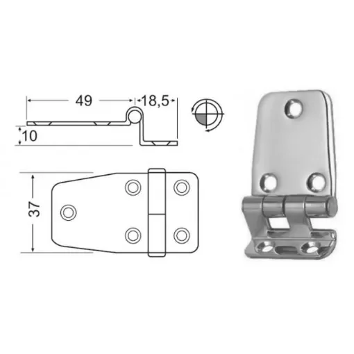 Osculati - Polished Stainless Steel Offset Hinge 67.5mm x 37mm - 38.441.57 product image