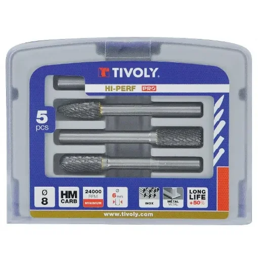 TIVOLY - Set of 5 File Cutters Ø8mm with Chip Breakers product image