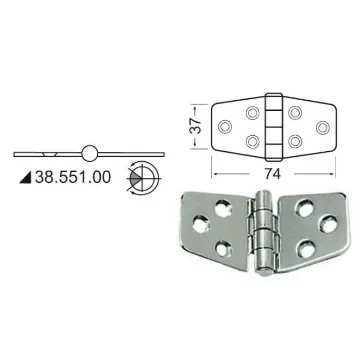 Osculati - Half Embedded Hinge 74x37mm - 38.441.53 product image