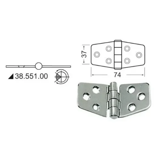 Osculati - Half Embedded Hinge 74x37mm - 38.441.53 product image