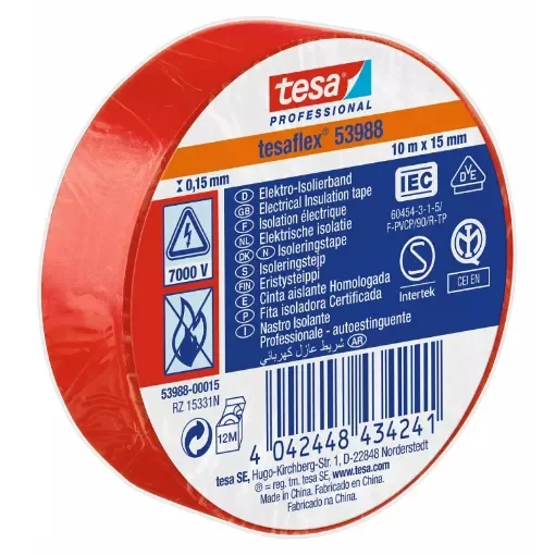 Tesa - Red Electrician's Tape 15mm x 10m - 53988-00020-00 product image