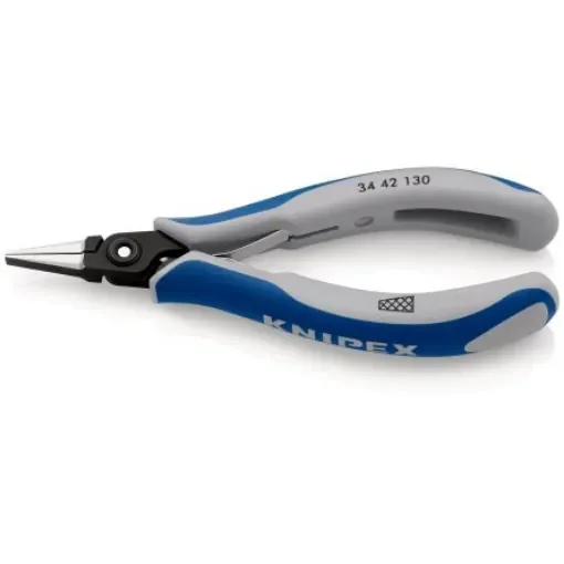 Knipex 34 42 Electronics Pliers, Round Nose Pliers, 135 mm Overall, Flat, Straight Tip, 22mm Jaw - 34 42 130 product image