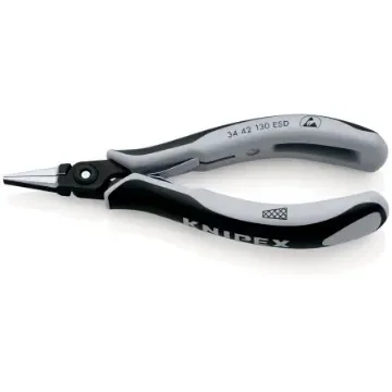 Knipex 34 42 Electronics Pliers, Round Nose Pliers, 136 mm Overall, Flat, Straight Tip, 22mm Jaw, ESD - 34 42 130 ESD product image