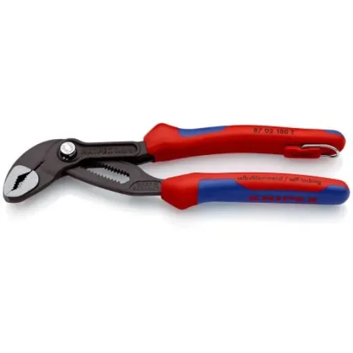 Knipex Cobra® Water Pump Pliers, 180 mm Overall, Angled, Straight Tip, 36mm Jaw - 87 02 180 T product image