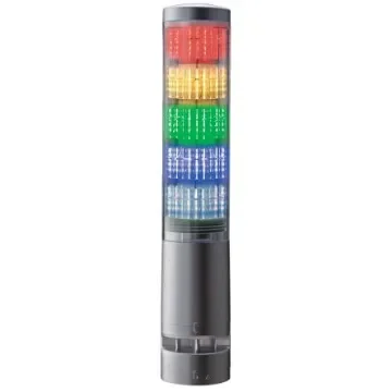Patlite LA6 Series Clear Buzzer Signal Tower, 5 Lights, 24 V dc, Direct Mount - LA6-5DTNUB-RYGBC product image