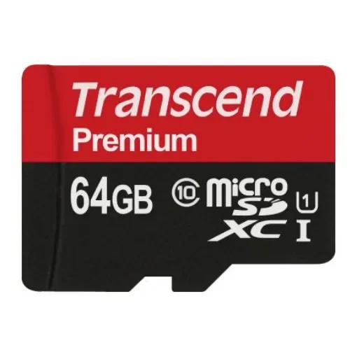 Transcend 64 GB MicroSDXC Micro SD Card, Class 10, UHS-1 U1 - TS64GUSDU1 product image