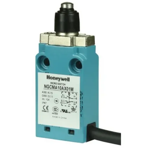 Honeywell NGC Series Plunger Limit Switch, NO/NC, IP67, SPDT, Metal Housing, 240V ac Max, 120 V ac 6 A, 125 V dc 550mA - NGCMA10AX01M product image